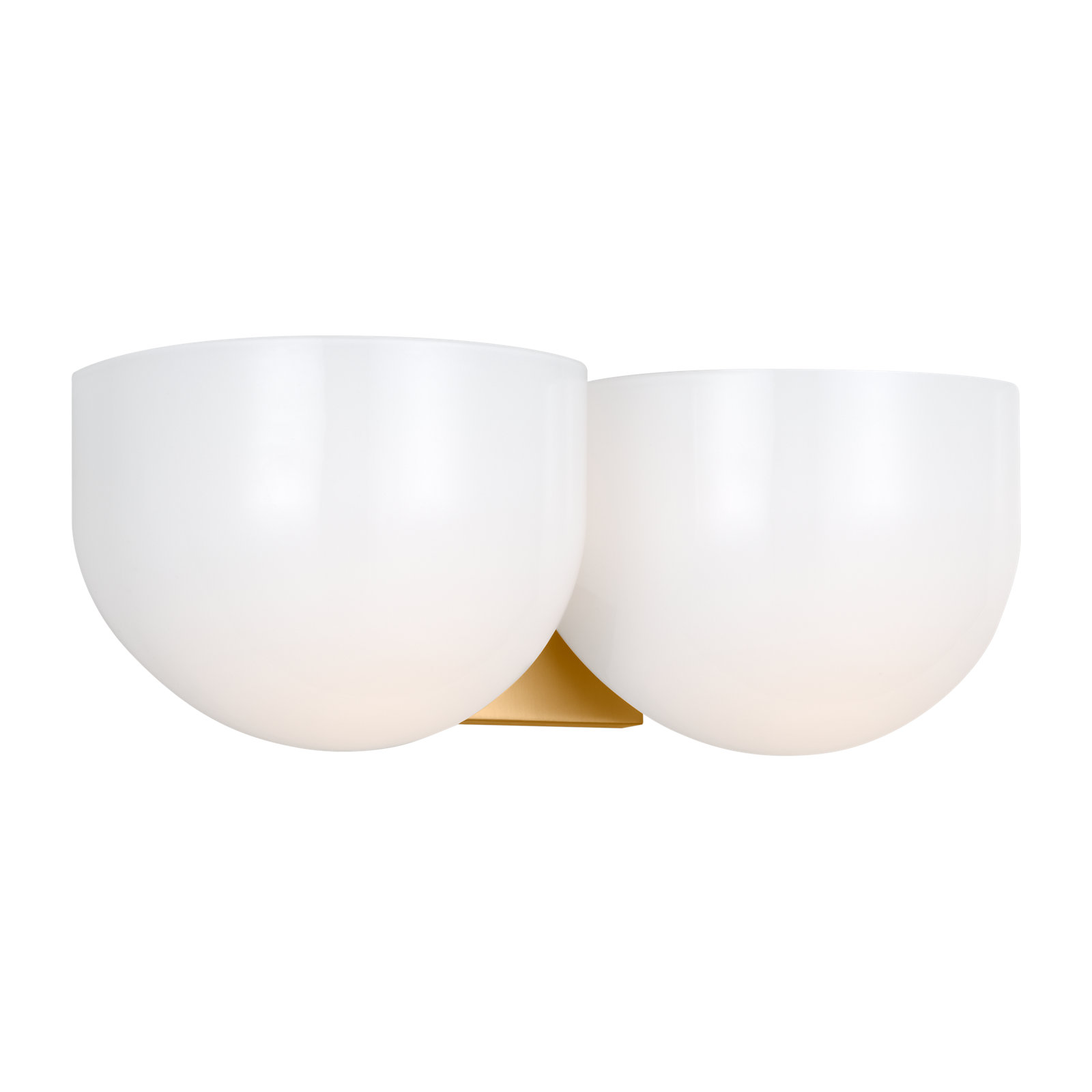 2 Light Frosted Dimmable Vanity Light, Brushed Brass