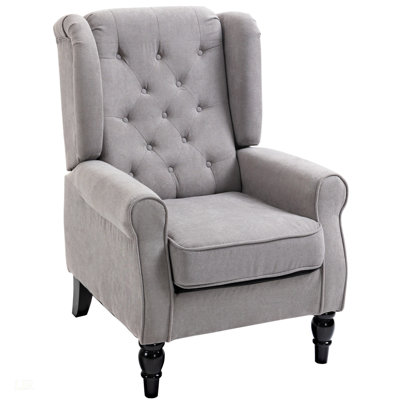 Fauteuil d'appoint capitonné à boutons avec haut dossier à oreilles, accoudoirs rembourrés arrondis et siège rembourré épais pour un confort ultime