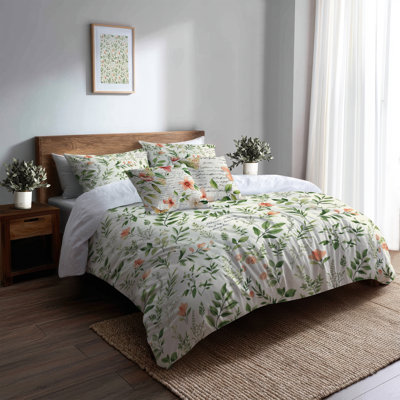 French Country 6 Pcs Comforter Set - Floral Garden Letters Comforter Bedding Set