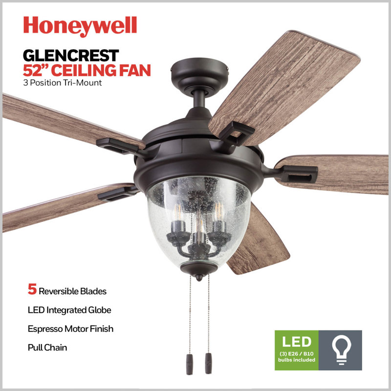 Glencrest 52" Iron LED Craftsman Ceiling Fan with Reversible Blades