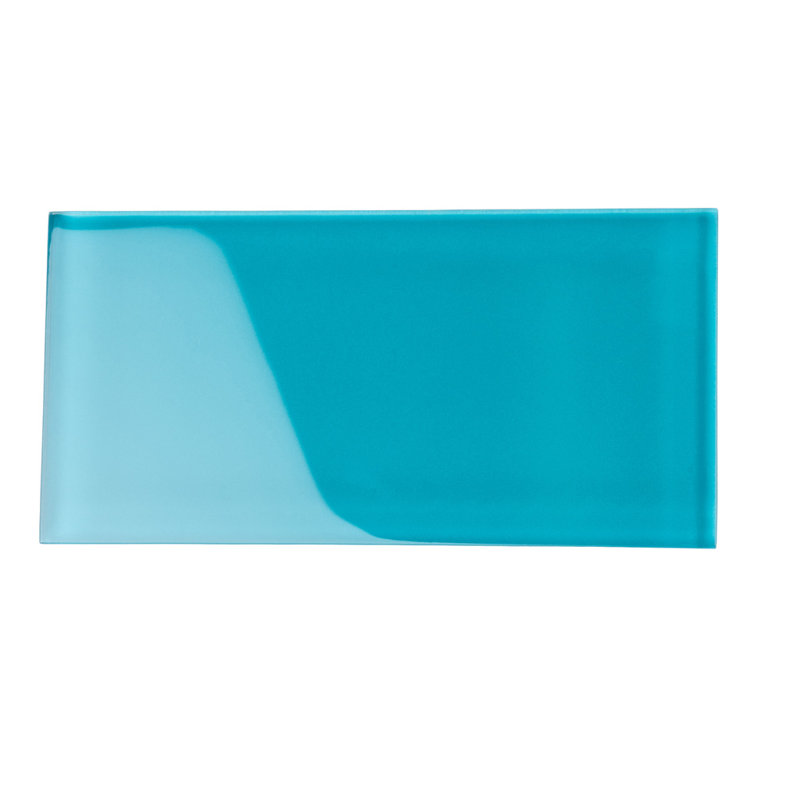 3" x 6" Glass Brick Look Wall Tile, Laguna Blue