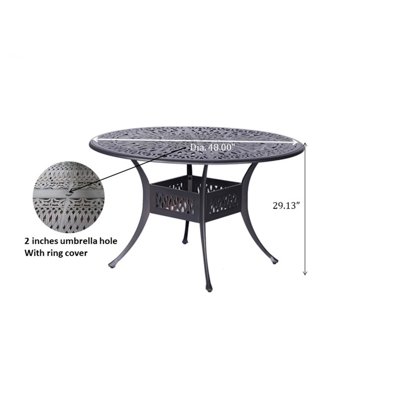Table de patio extérieure, table de salle à manger ronde