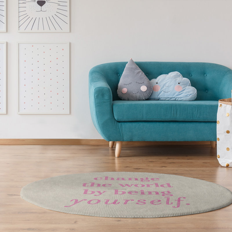 Tapis à la main the world quoted change the world, Rond 5 pi