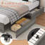 Structure de lit double avec tête de lit avec rangement et lumières DEL, lit plateforme tapissier avec tiroirs de pied de lit; Ensemble de lattes, lattes en métal robustes, support de matelas silencieux, aucun sommier requis-67736057