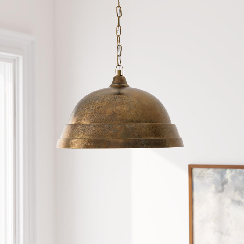 Luminaire suspendu en forme de dôme à 1 lumière Stacy, Laiton oxydé