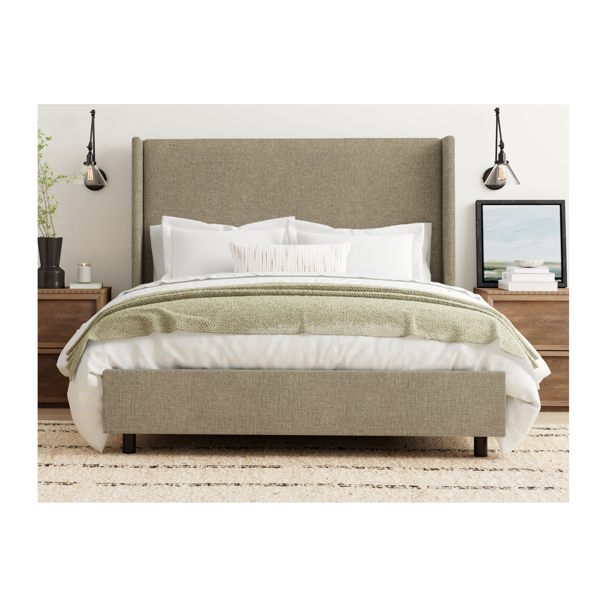 Tilly Upholstered Bed, Zuma Natural Textured Linen, King