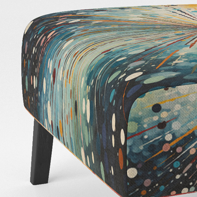 Mid-Century Sunburst Serenade I - Fauteuil de chambre rembourré de style Mid-Century moderne, fauteuil d'appoint abstrait Mid-Century