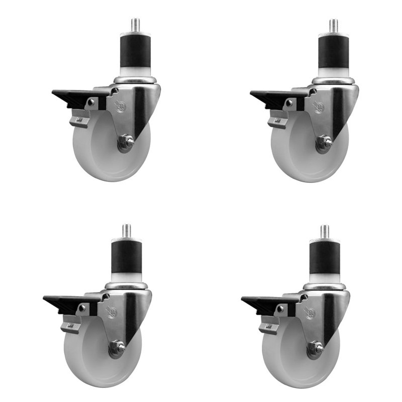 Ensemble de roulettes extensibles pivotantes en nylon 1-7 / 8 pouces avec frein SCC