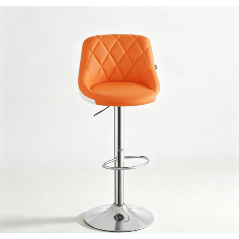 Dequay Swivel Bar Stool, Orange/White, 1