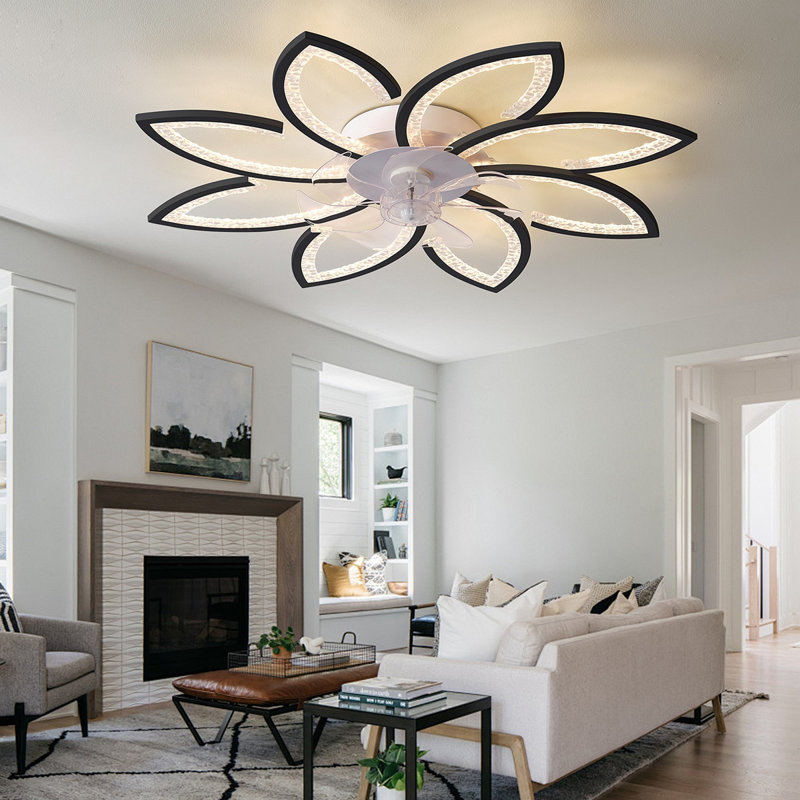 35.4In Ceiling Fan With Lights, Remote Control 3 Color Temperatures,6 Gear Wind Speed Fan Light, Black