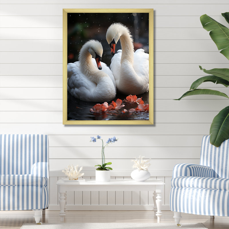 Swans Romantic Portrait I - Swans Animal, reproduction d'art sur toile, H 32 po x l 16 po, Toile tendue