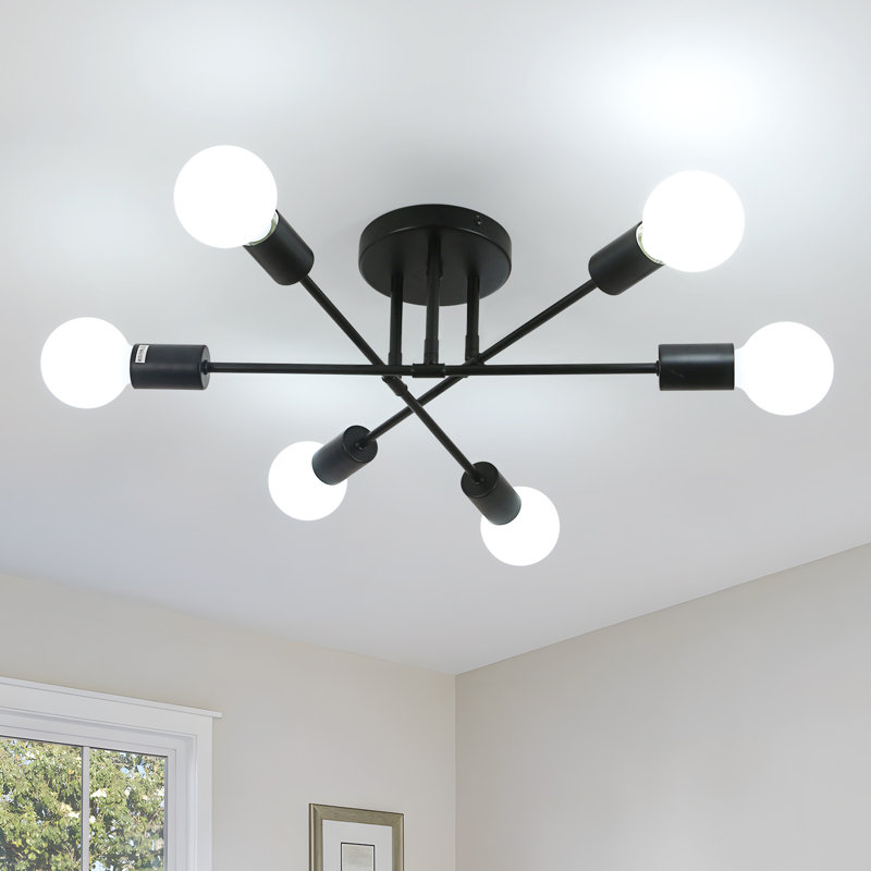  Black Sputnik 6-Light Semi Flush Mount