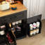Cage Farmhouse Pantry, armoire de 71 po de hauteur avec prise de courant, éclairage à DEL, 2 tiroirs, 8 portes et rangement ouvert pour la cuisine et la salle à manger-627477102-631202090