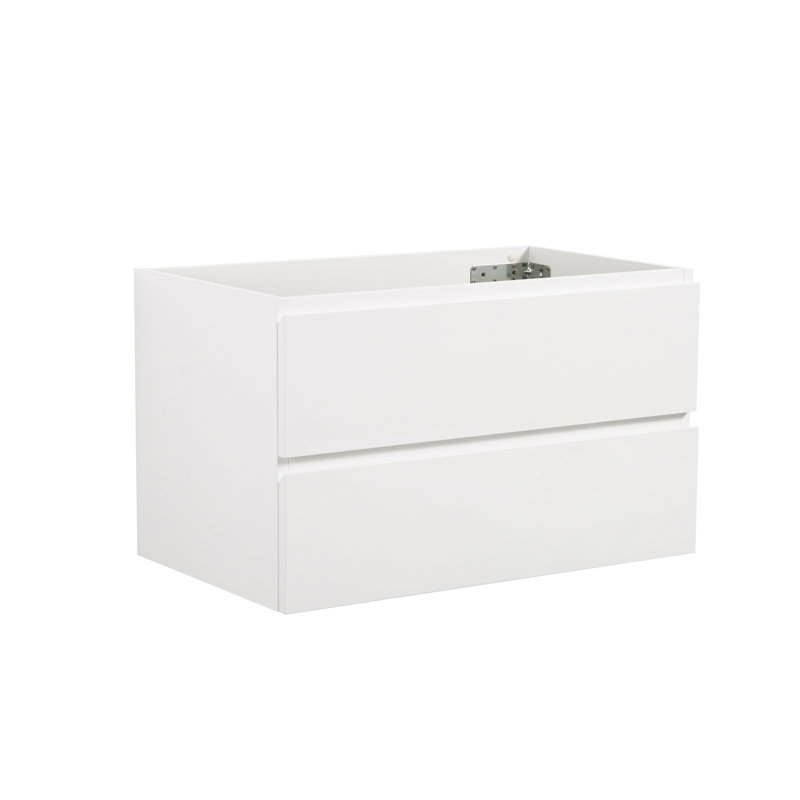 Armoire murale sans bassin en blanc, volume de rangement 20% plus grand, tiroirs silencieux, poignée contemporaine - structure blanche - 36W-201. Plus de capacité. Fonction de tiroir. Forme élégante. . 18,25 po