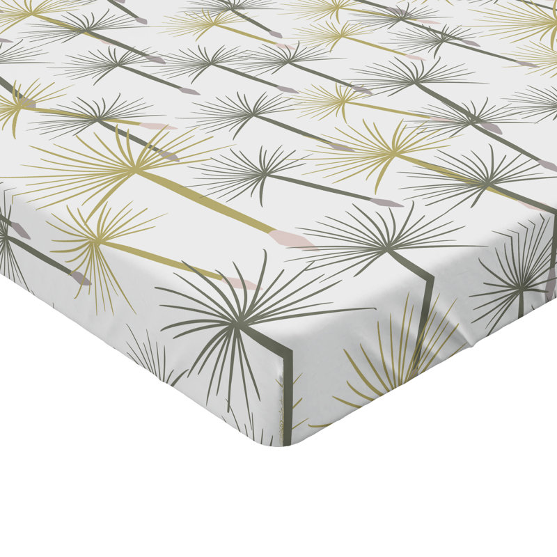 Drap-housse Ambesonne, Drap-housse grand, Vert pistache, blanc / floral 2