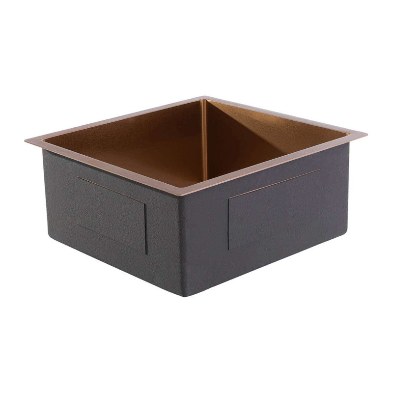 19'' L Single Bowl Stainless Steel Kitchen Sink, Bronze