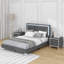 Ensemble de chambre à coucher 3 pièces, grand lit plateforme tapissier avec lumières DEL et 2 tables de chevet