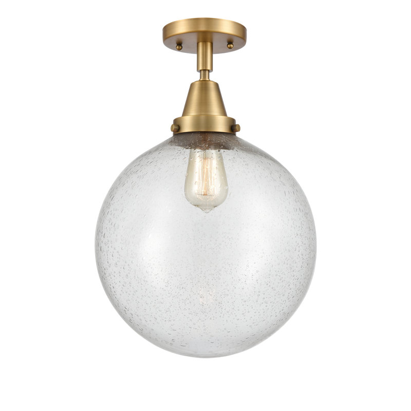 Plafonnier encastré en verre Amede, H 14,5 po x l 12 po x P 12 po, Grainé, Laiton brossé