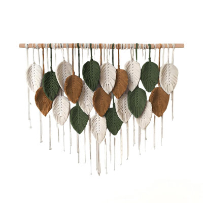 Tapisserie murale en macramé tissé à la main, feuille de coton bohème