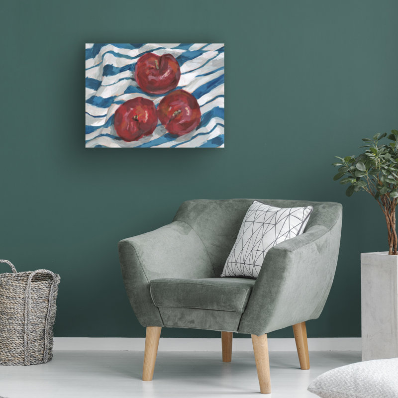 Art sur toile, trois prunes bolognaises, H 14 po x l 19 po