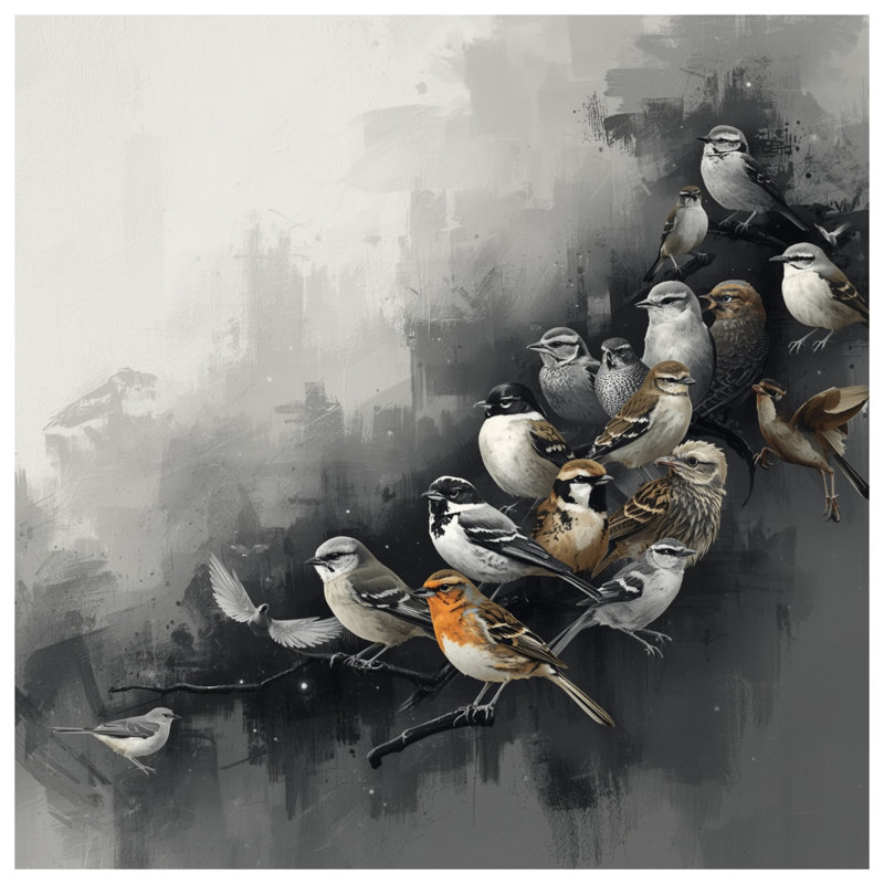 Ensemble de coussins décoratifs à double face Group of Small Birds, 16 x 16 inches