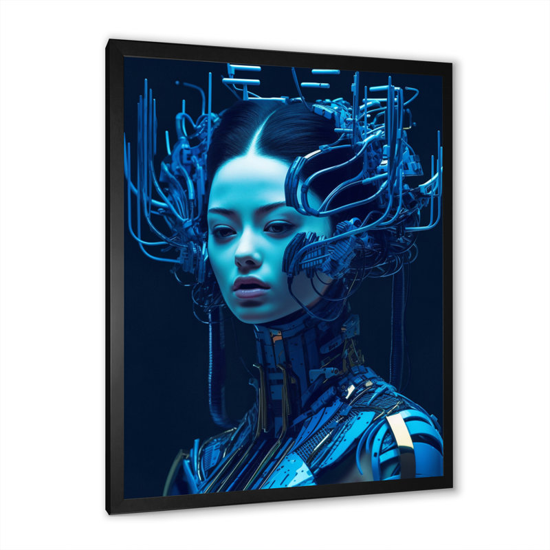 Sci Fi, personnage féminin I sur toile, Cadre photo noir, H 32 po x l 16 po x P 1 po