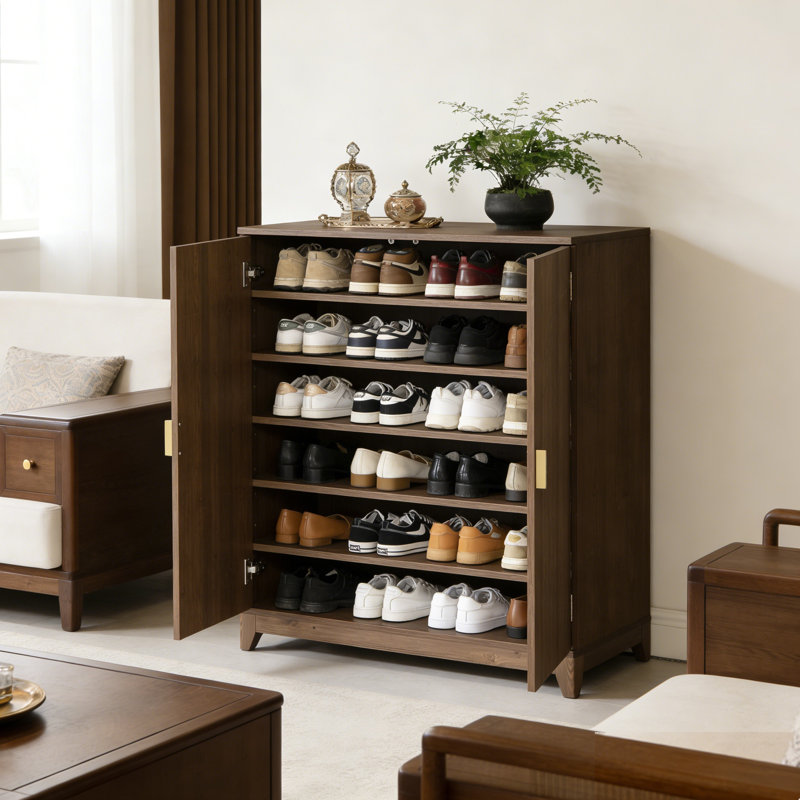 Armoire de rangement à chaussures à 6 niveaux avec portes et tablettes réglables