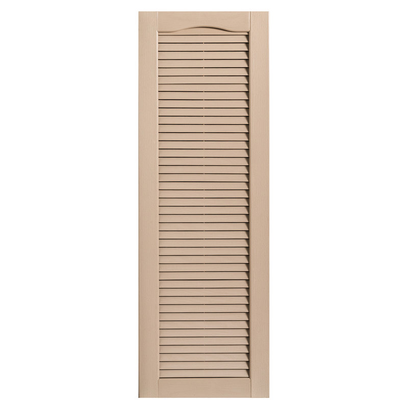 Cathedral Top Full-style Open Louvre Shutters Pair, 53", Sandstone, 16"