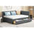 Upholstered Daybed With 2 Storage Drawers Sofa Bed Frame, Linen Fabric-1508816379