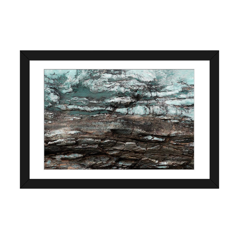 Turquoise dépliant - impression d'art mural - papier d'art encadré, 16" x 24", Framed Paper, Black
