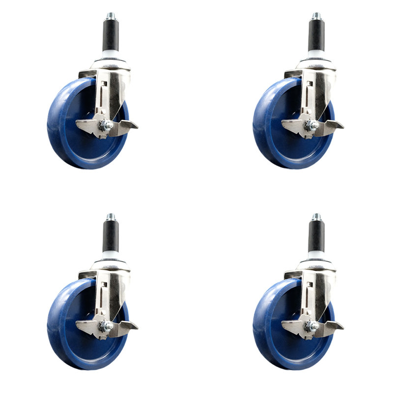 316SS Solid Poly Swivel Expanding Stem Caster Set Brake SCC
