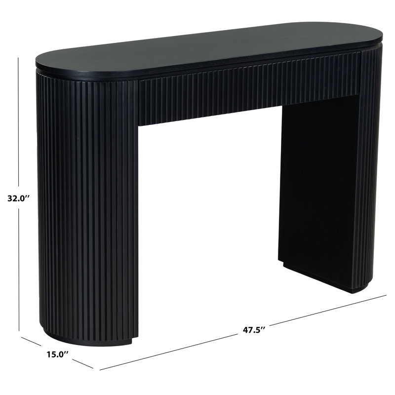 Rikki Fluted 1 Drawer Console, Black
