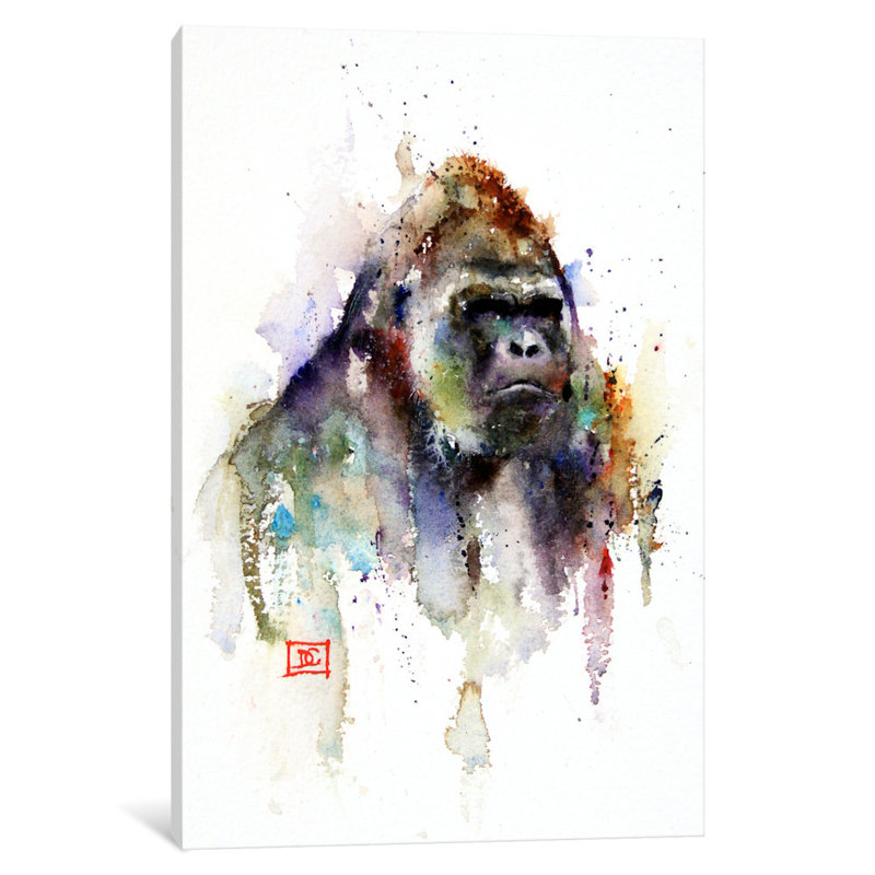 « gorilla », reproduction d’art sur toile tendue, H 12 po x l 8 po x P 0,75 po, Toile tendue, Pas de tapis