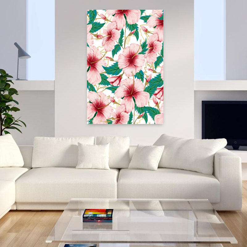 Hibiscus tropical tropical avec art abstrait hibiscus, H 48 po x l 32 po