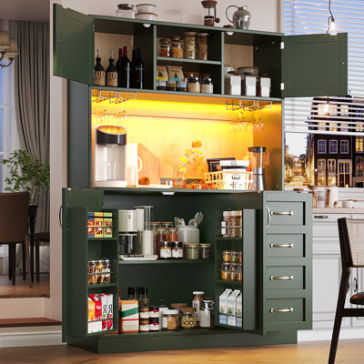 Kitchen Cabinet With Led, 4 Doors And 2 Drawers
