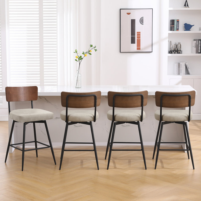 Tabouret de bar et de comptoir pivotant rembourré, Noir, 2, Tabouret de comptoir (siège d'une hauteur de 26 p