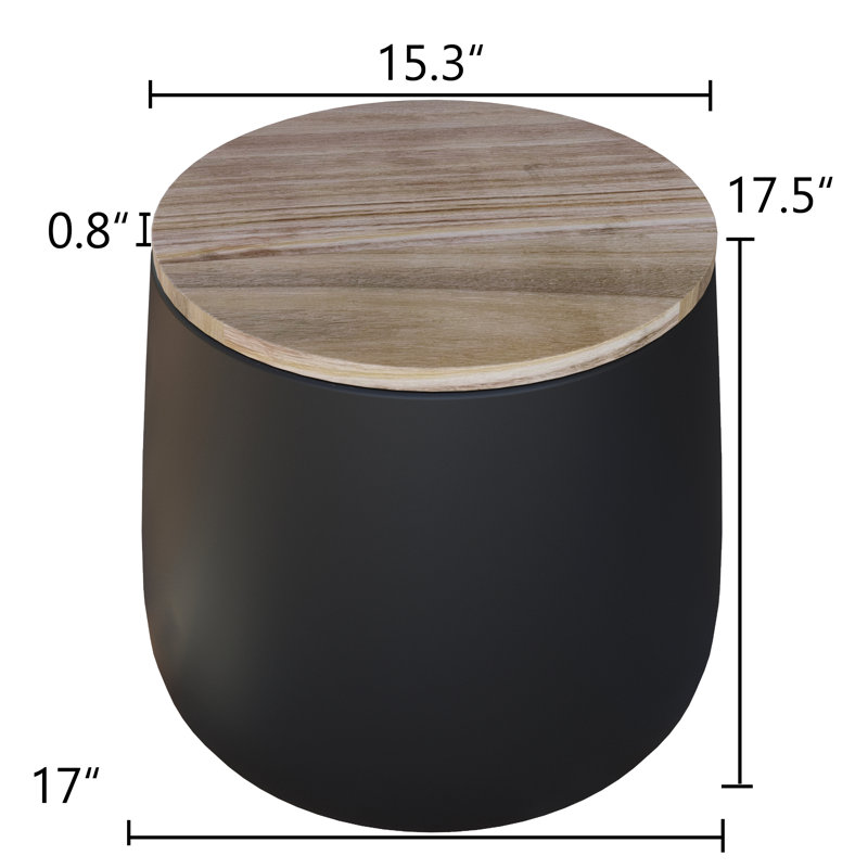 Table d'appoint d'extérieur avec rangement, Noir, noir, noir, noir