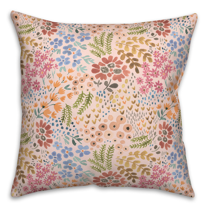 Floral Throw Pillow, Pink