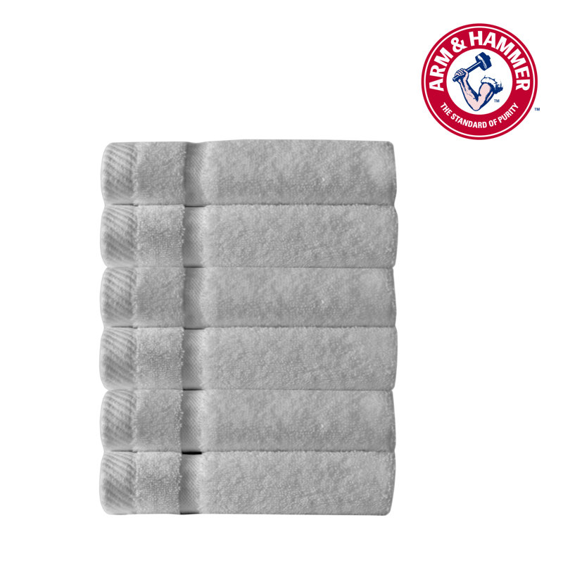 Arm & Hammer Super Soft Hand Towels, Light Gray, Washcloths - 6 Pack