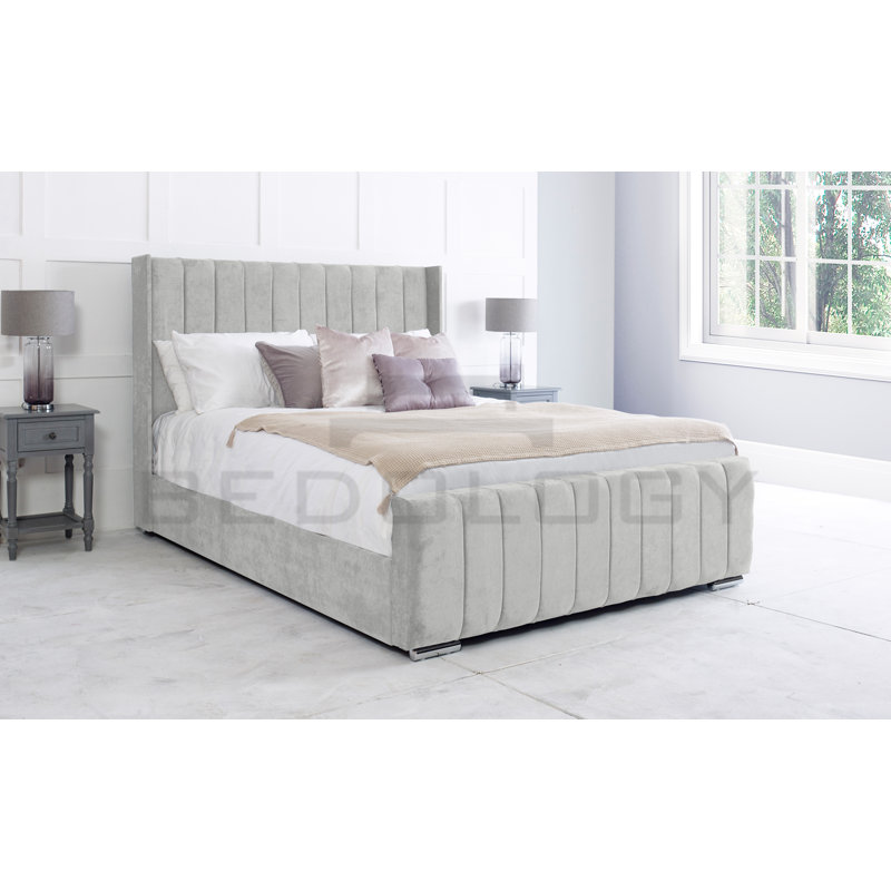 Anhat Upholstered Storage Bed, King (150 x 200 cm), Silver