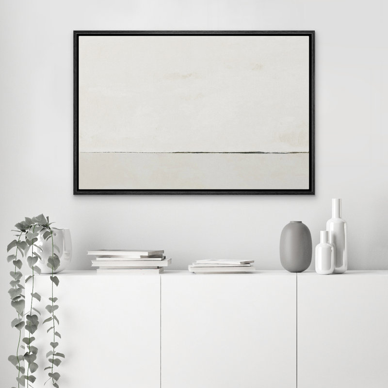 «Contemporary Simple & Minimal Neutral Modern Artwork», art mural encadré sur toile, H 16 po x l 24 po x P 1,5 po, Cadre noir