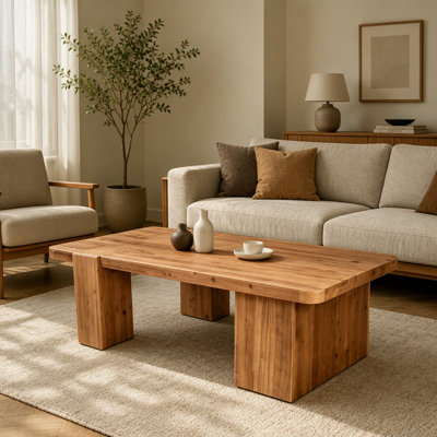 Natural Solid Wood Coffee Table with Smooth Top