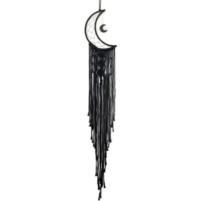 Capteur de rêves de lune noire avec attrape-rêves en coton tissé à la main Boho macramé décoration murale décoration artisanale (lune noire)