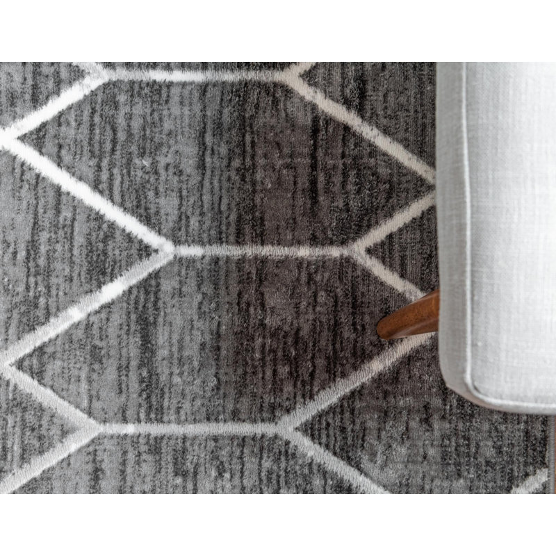Tapis intérieur rectangulaire en polyester tissé à la machine à motif abstrait Eshin, Rond 7 pi