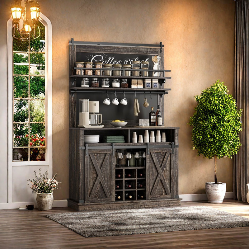 111.8cm Bar Cabinet, Dark Oak