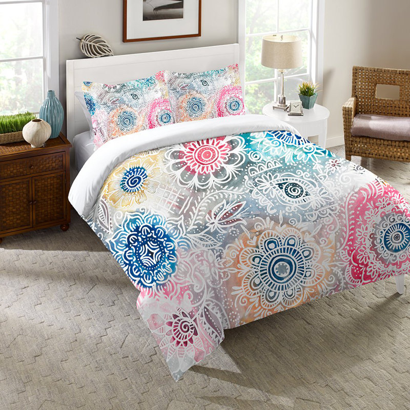 Édredon en microfibre blanc / bleu / rose, Édredon grand