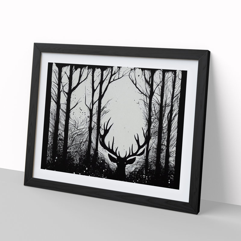 Stag Deer Forest Abstract - Framed Print