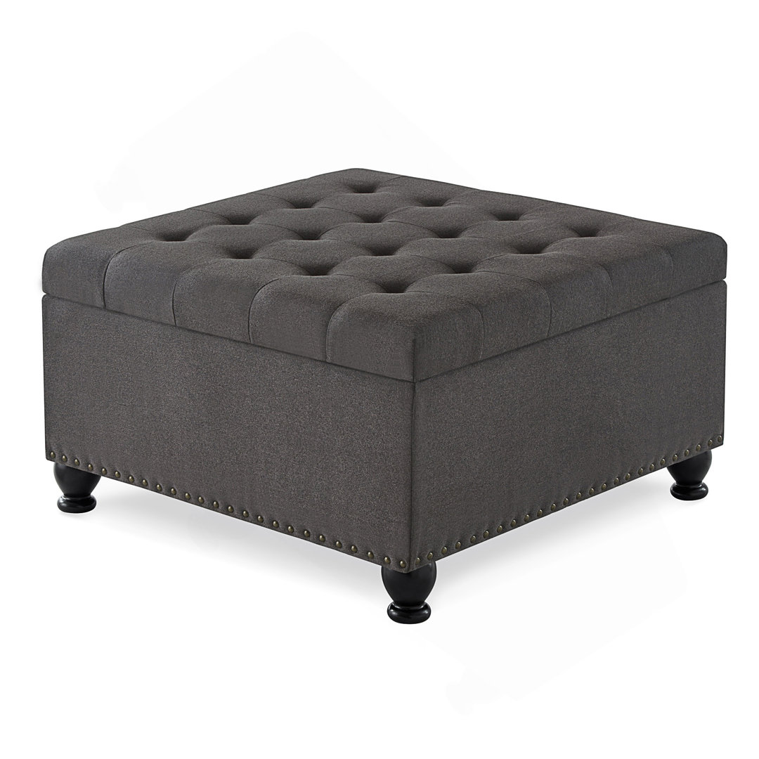 Large square storage ottoman with wooden legs Decopom Body 