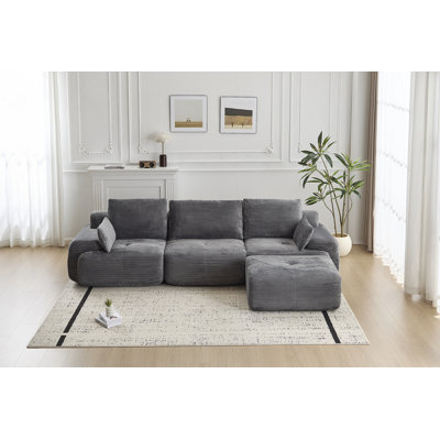 Canapé moderne en mousse à mémoire de forme compressée, grands canapés modulaires pour divers espaces de vie, canapé modulaire Cloud pour animaux de compagnie, tissu en velours côtelé, causeuse très profonde, aucun assemblage requis