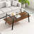 Rectangle Coffee Table, Tempered Glass Tabletop With Black Metal Legs, Modern Table For Living Room , Transparent Glass-1343527587-1343527609